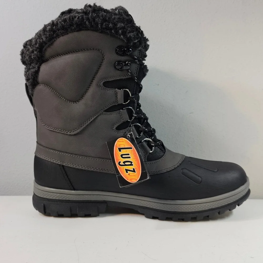 Lugz‎ Men's Anorak Waterproof Winter Boots Black Grey Lace Up Fur Lined Sz 9